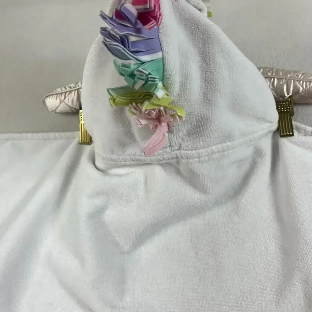 Pottery Barn Kids Critter Plush Hooded Towel Unicorn Colorful Pastel 23 x 34 in